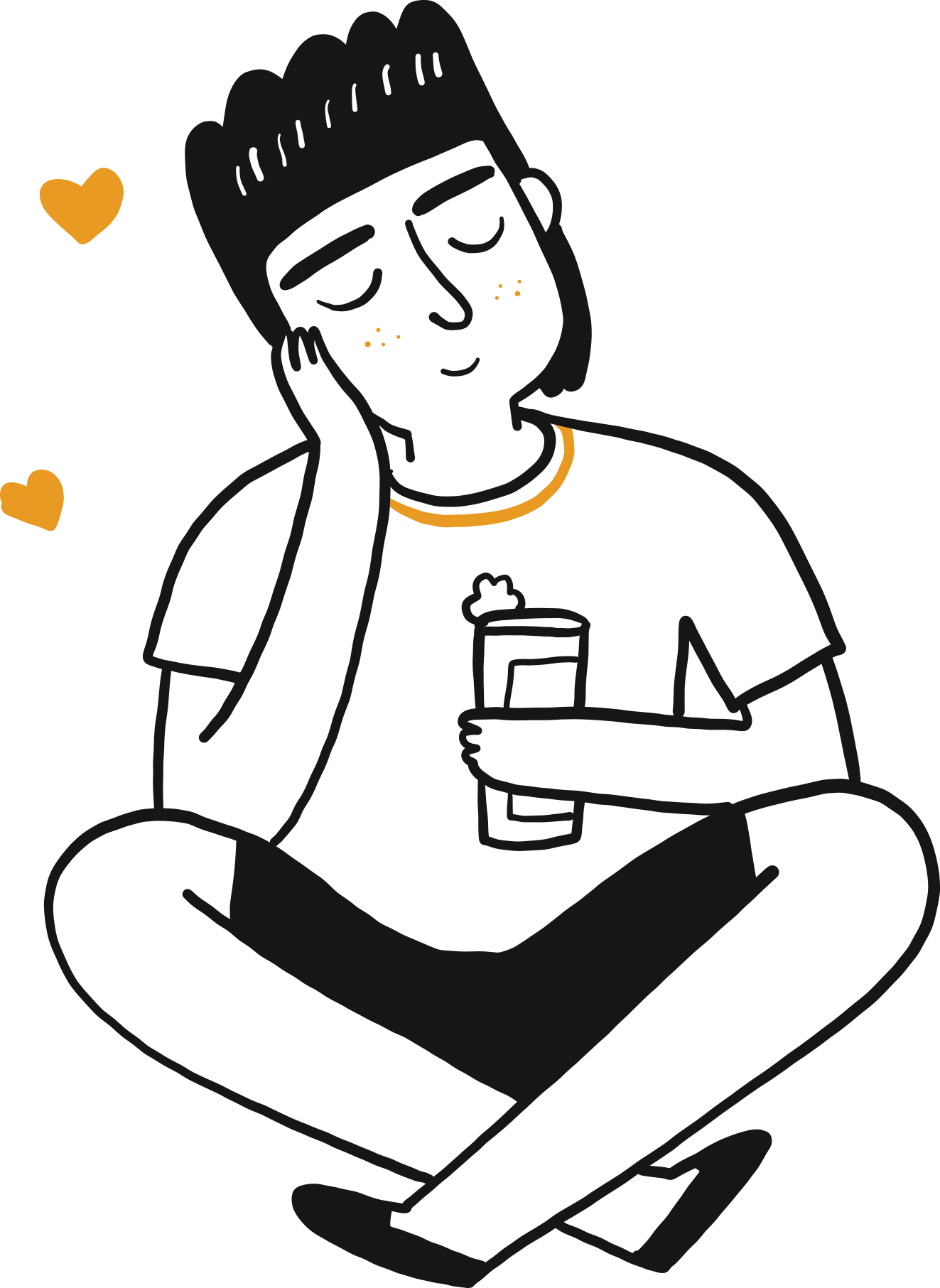 Character illustration hand-drawn character think