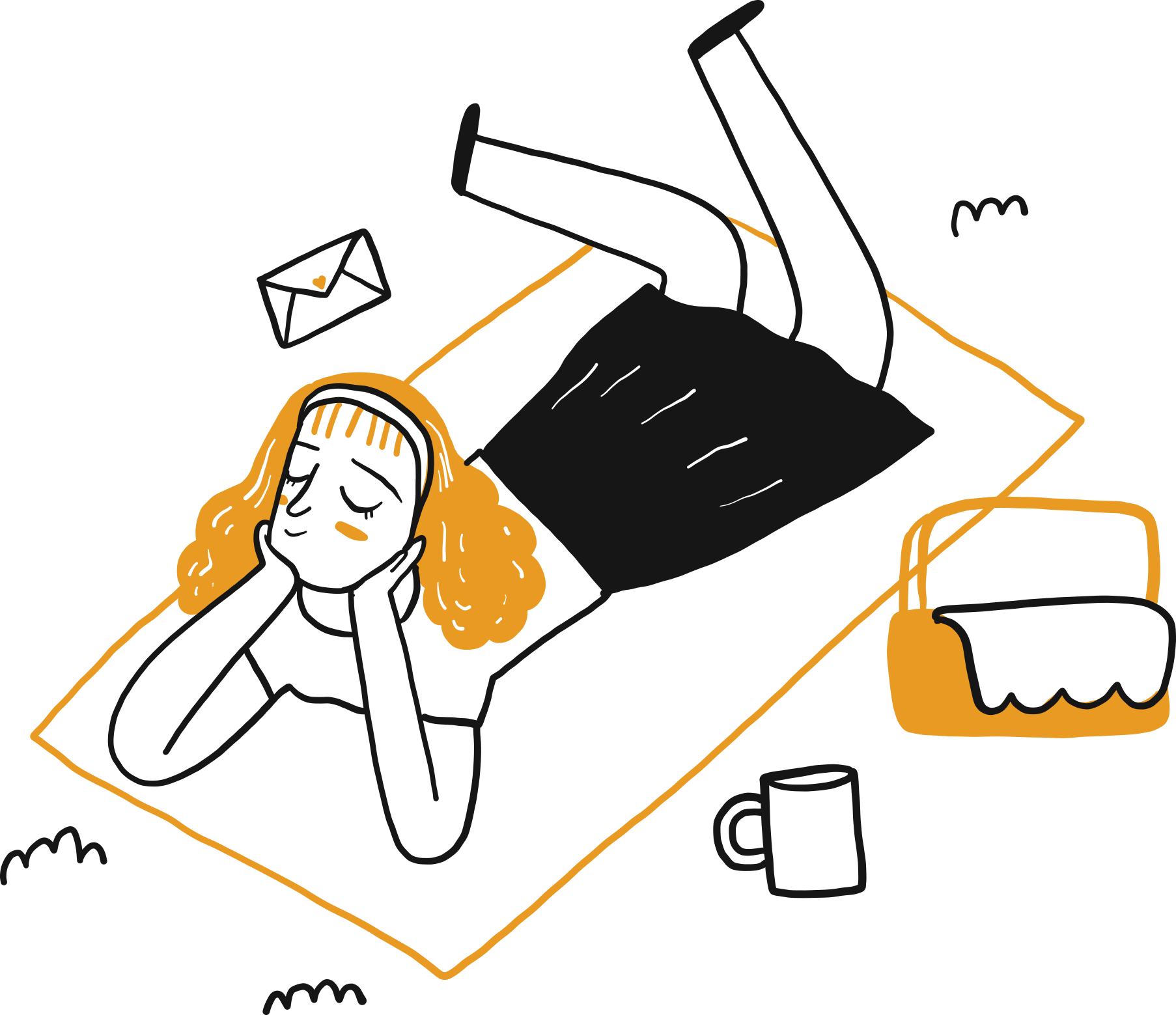 Character illustration hand-drawn character cheerful dancing