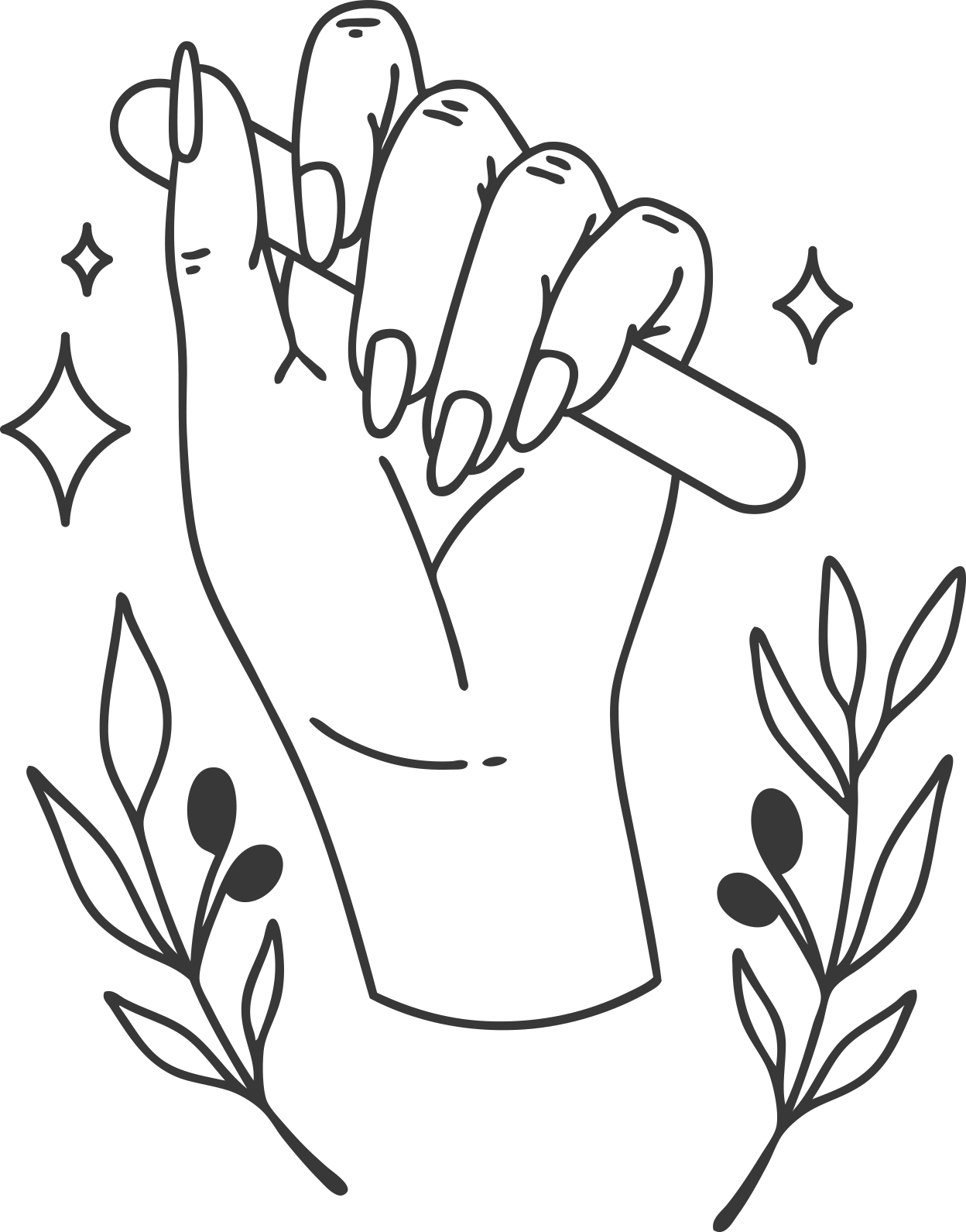nail art illustration palm hand