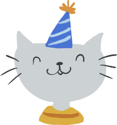 cat birthday hat celebration cartoon cute birthday happy birthday party