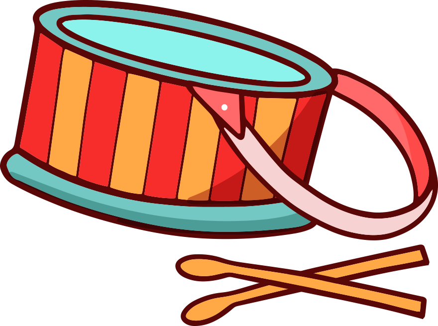 drum drumsticks instrument stripes cartoon music
