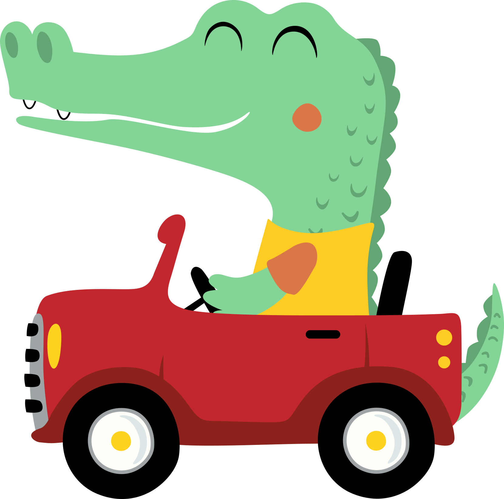 crocodile cartoon crocodile crocodile illustration driving a car crocodile